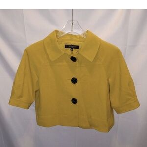 Nine West Yellow Cropped Boxy Jacket with Black Buttons